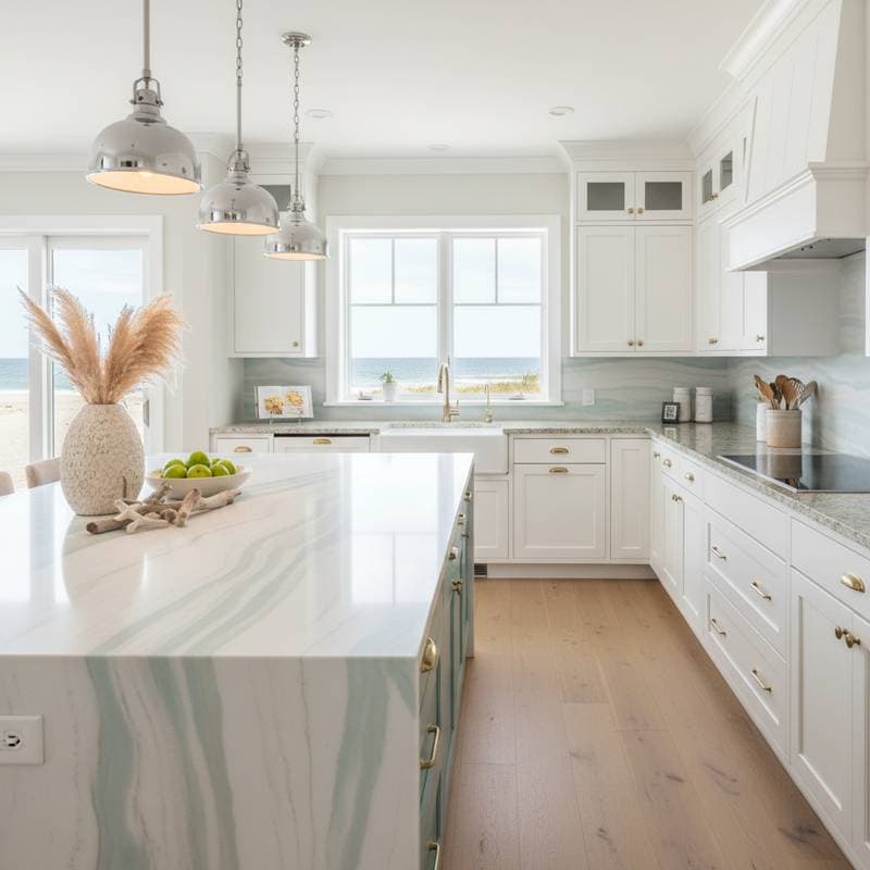 Featured image for Quartz Beats Granite 3:1 in Beach House Kitchens