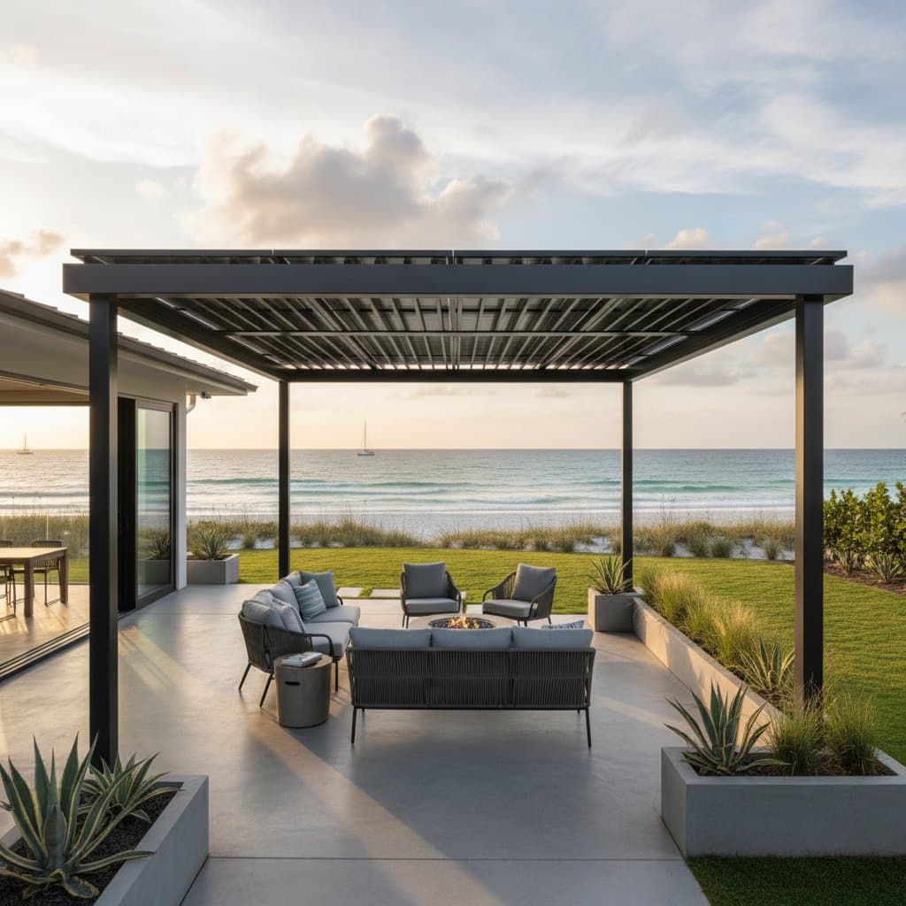 Featured image for Solar Pergolas Cut Bills While Shading Your Coastal Yard