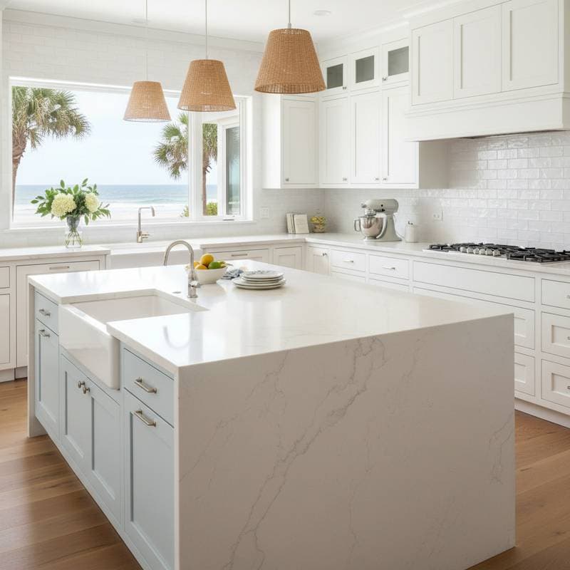 Featured image for Why Quartz Beats Granite 3:1 in Coastal Kitchens