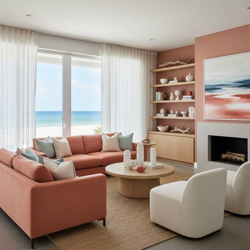 Featured image for Coral Tones Replace Blue in 2026 Beach Homes