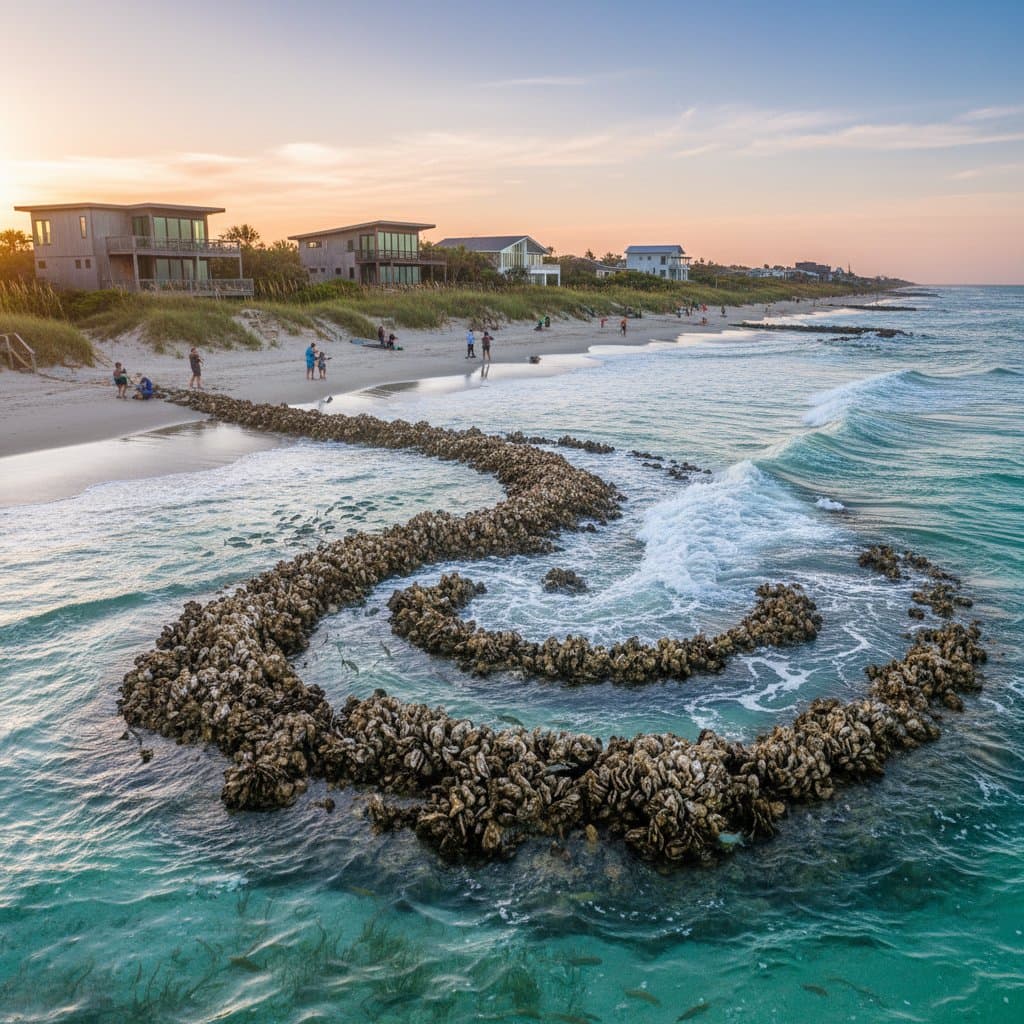 Featured image for Oyster Reefs Buffer Waves Better Than Concrete Walls