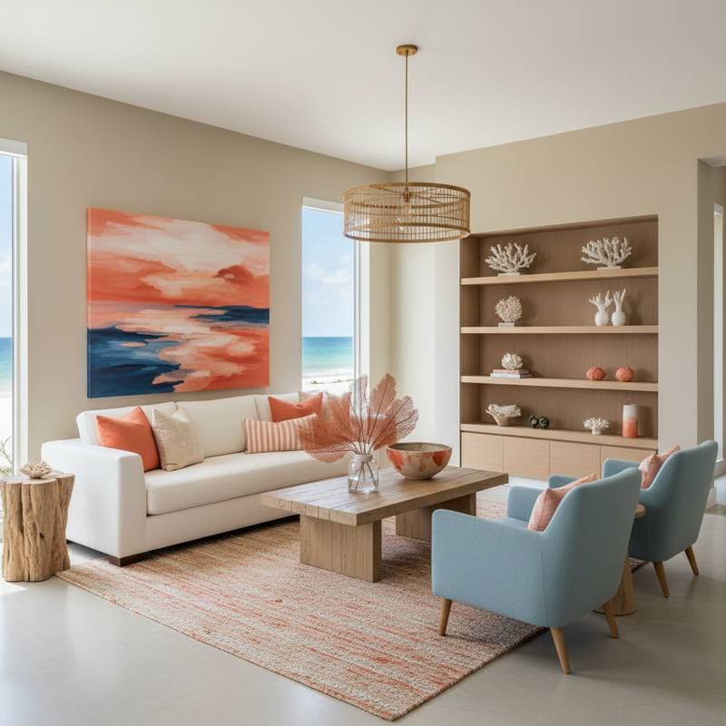 Preview image for Coral Colors Transform Modern Beach Home Design