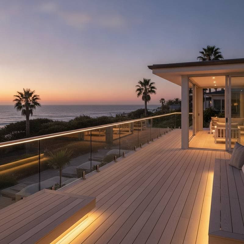 Featured image for Solar Glass Railings Light Coastal Decks at Night